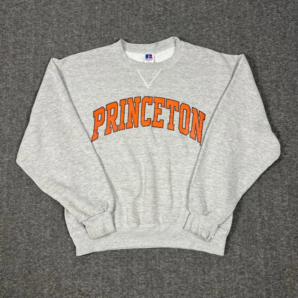 Vintage 90s Princeton University Crewneck Sweatshirt Mens Large Grey Y2K Preppy - Picture 1 of 7